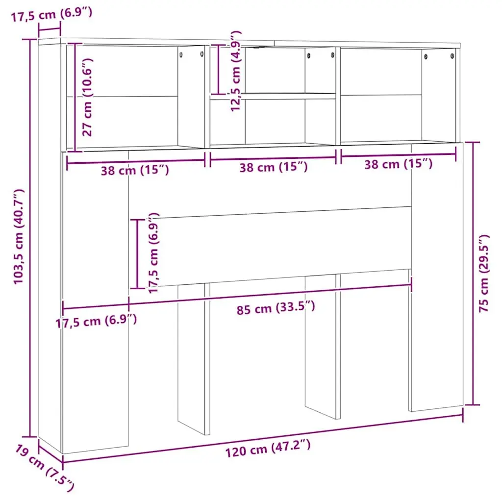 White 120cm Headboard Cabinet for Organized Storage