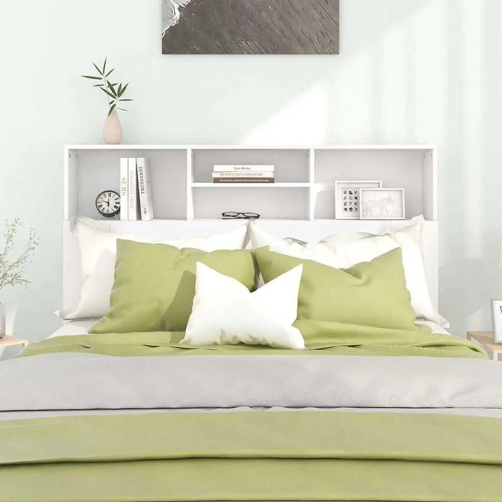 Headboard Cabinet Engineered Wood Wall-Mounted 140 x 19 x 103.5 cm White