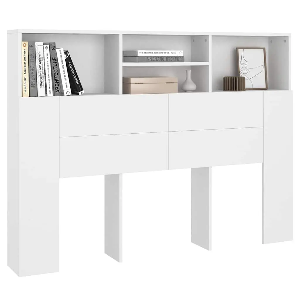 Headboard Cabinet Engineered Wood Wall-Mounted 140 x 19 x 103.5 cm White