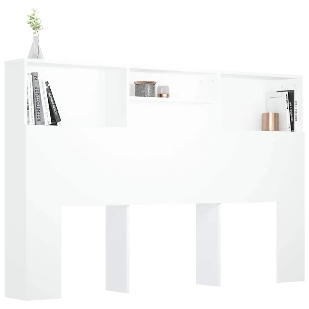 Headboard Cabinet Engineered Wood 160cm White Wall-Mount Bedroom Storage Bookcase