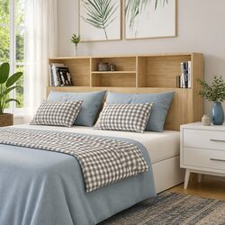 Brown Headboard Cabinet 160cm for Bedroom Storage