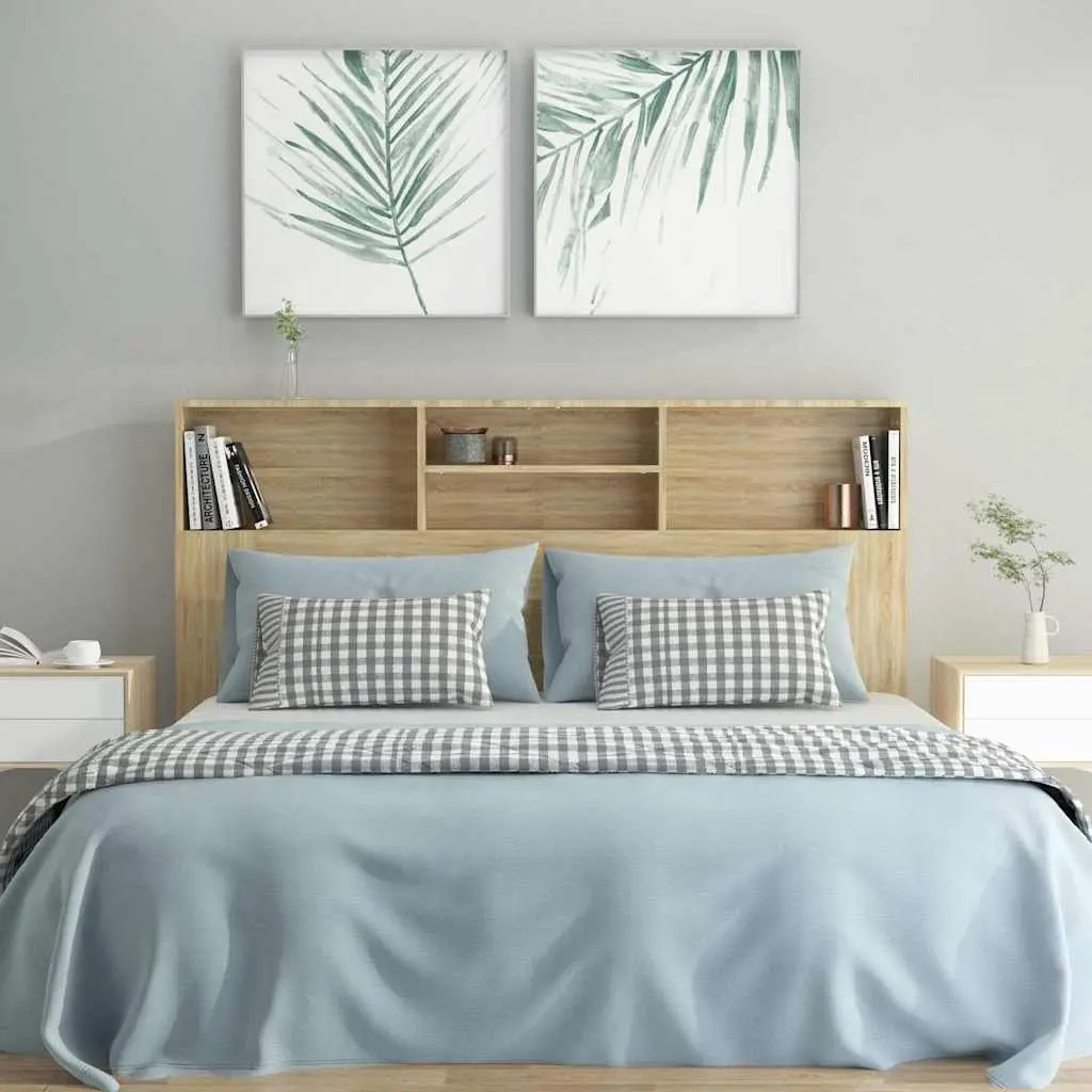 Brown Headboard Cabinet 160cm for Bedroom Storage