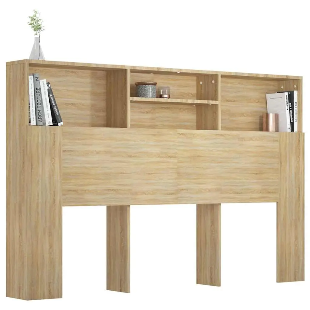 Brown Headboard Cabinet 160cm for Bedroom Storage