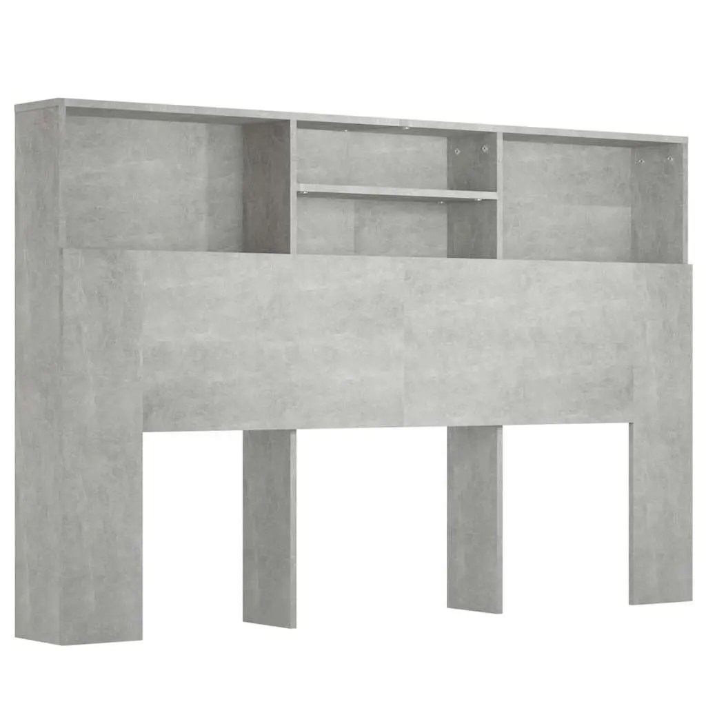 Grey Wall-Mounted Headboard Cabinet for Bedroom Storage