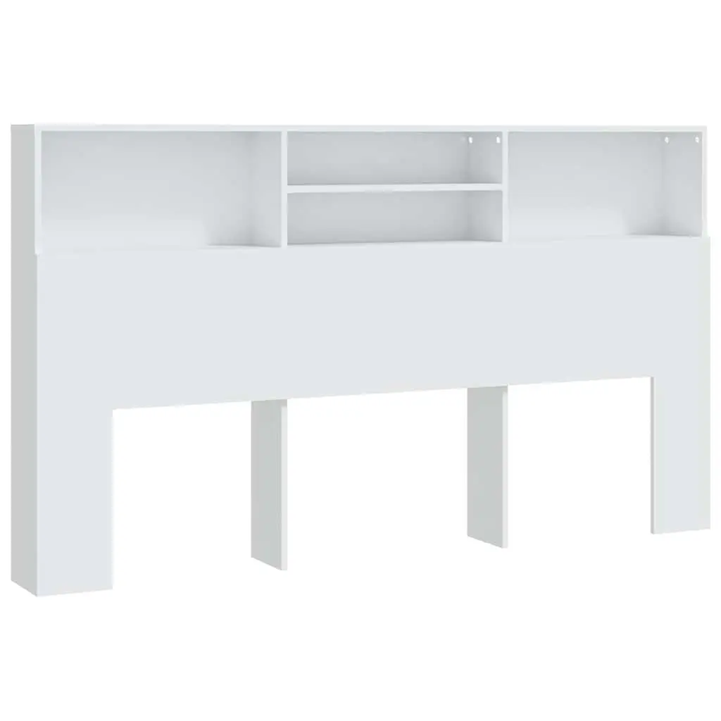 White Wall-Mounted Headboard Cabinet with Storage Compartment