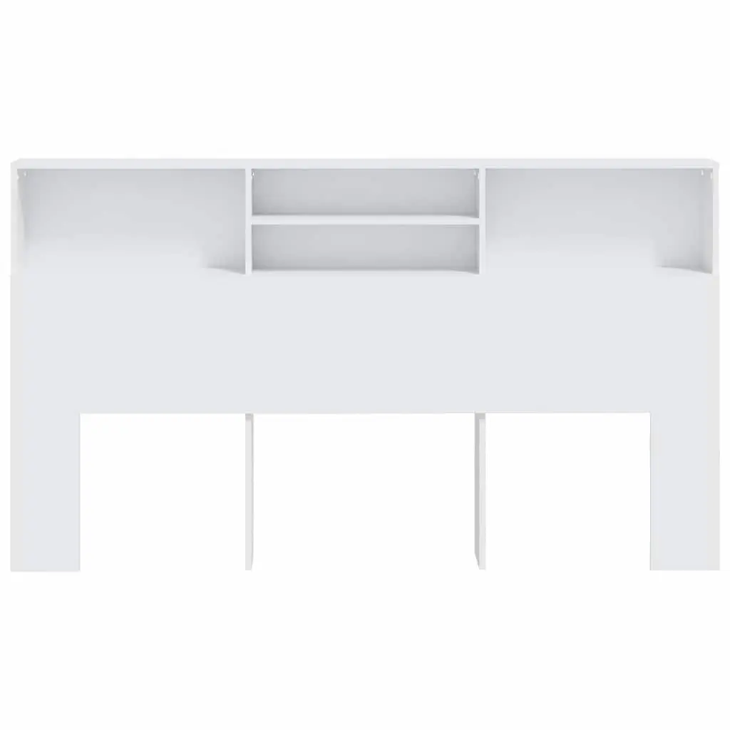 White Wall-Mounted Headboard Cabinet with Storage Compartment