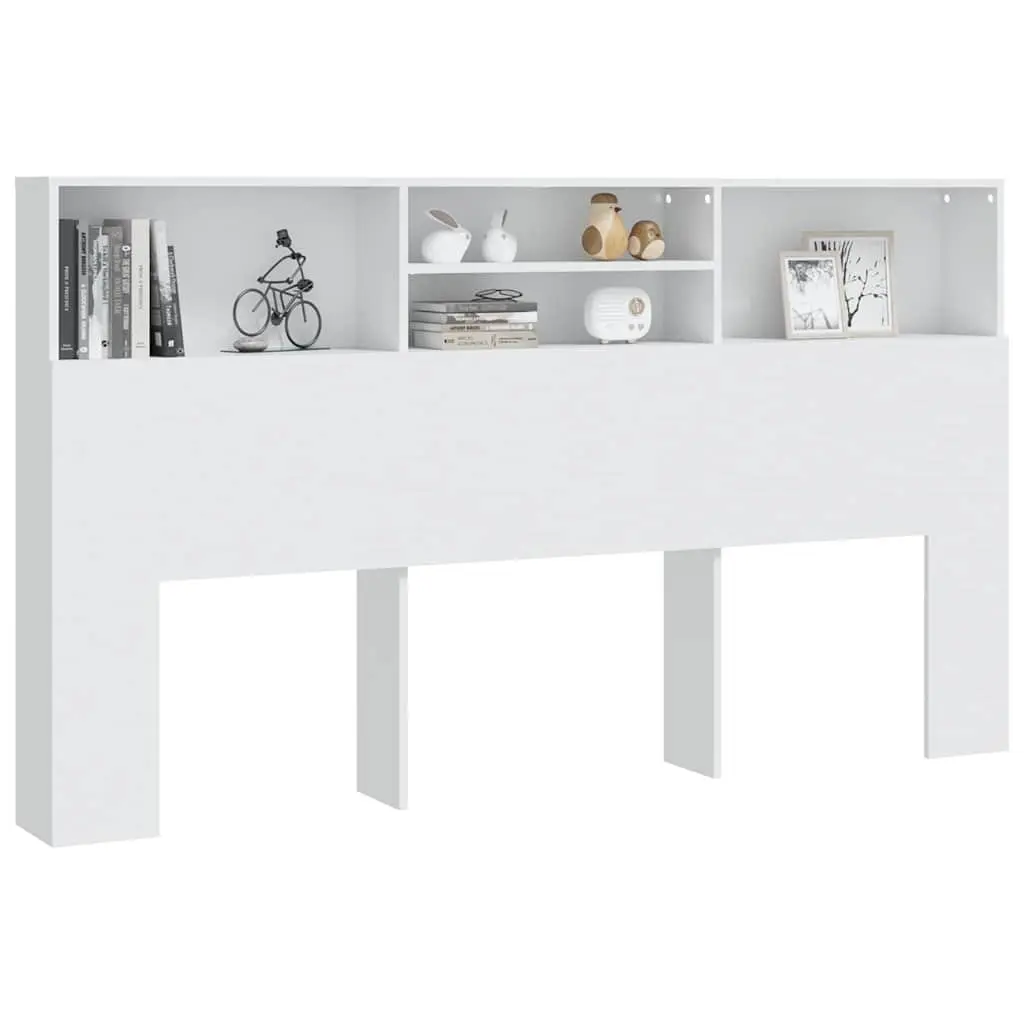 White Wall-Mounted Headboard Cabinet with Storage Compartment