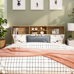 Brown 180cm Headboard Cabinet with Storage Compartments