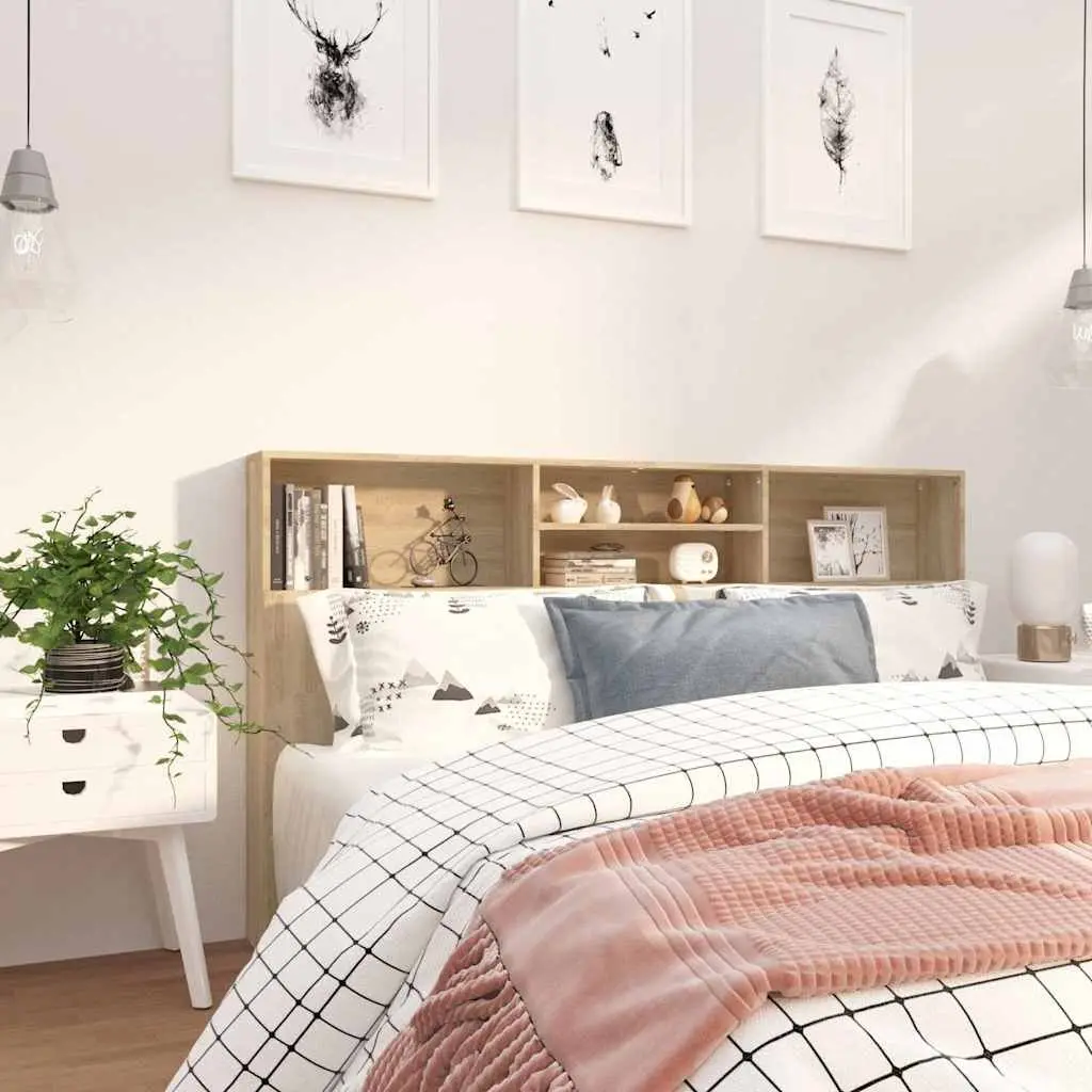 Brown 180cm Headboard Cabinet with Storage Compartments