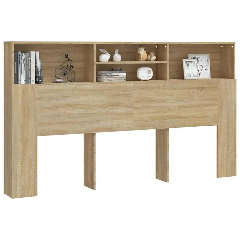 Brown 180cm Headboard Cabinet with Storage Compartments