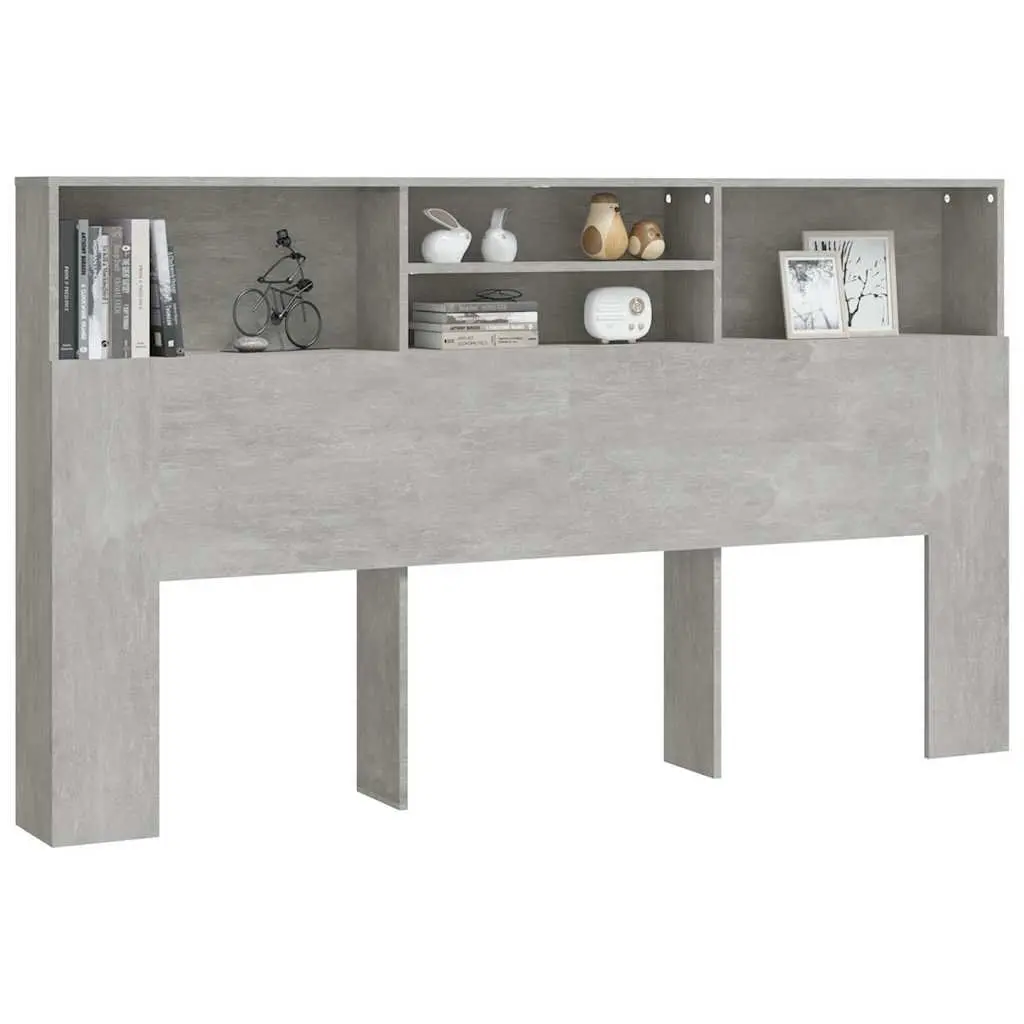 Grey Wall-Mounted Headboard Cabinet for Storage