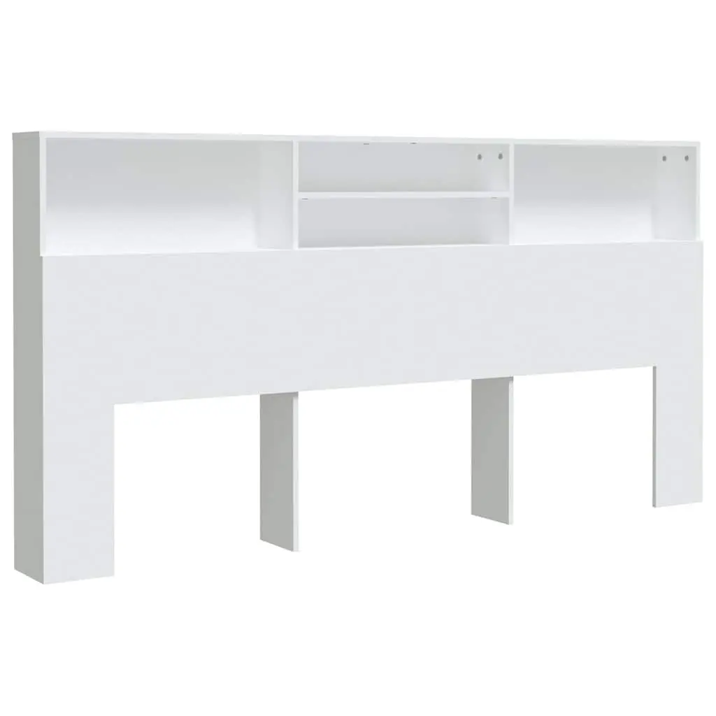 Headboard Cabinet Engineered Wood 200 cm White Wall-Mounted Storage