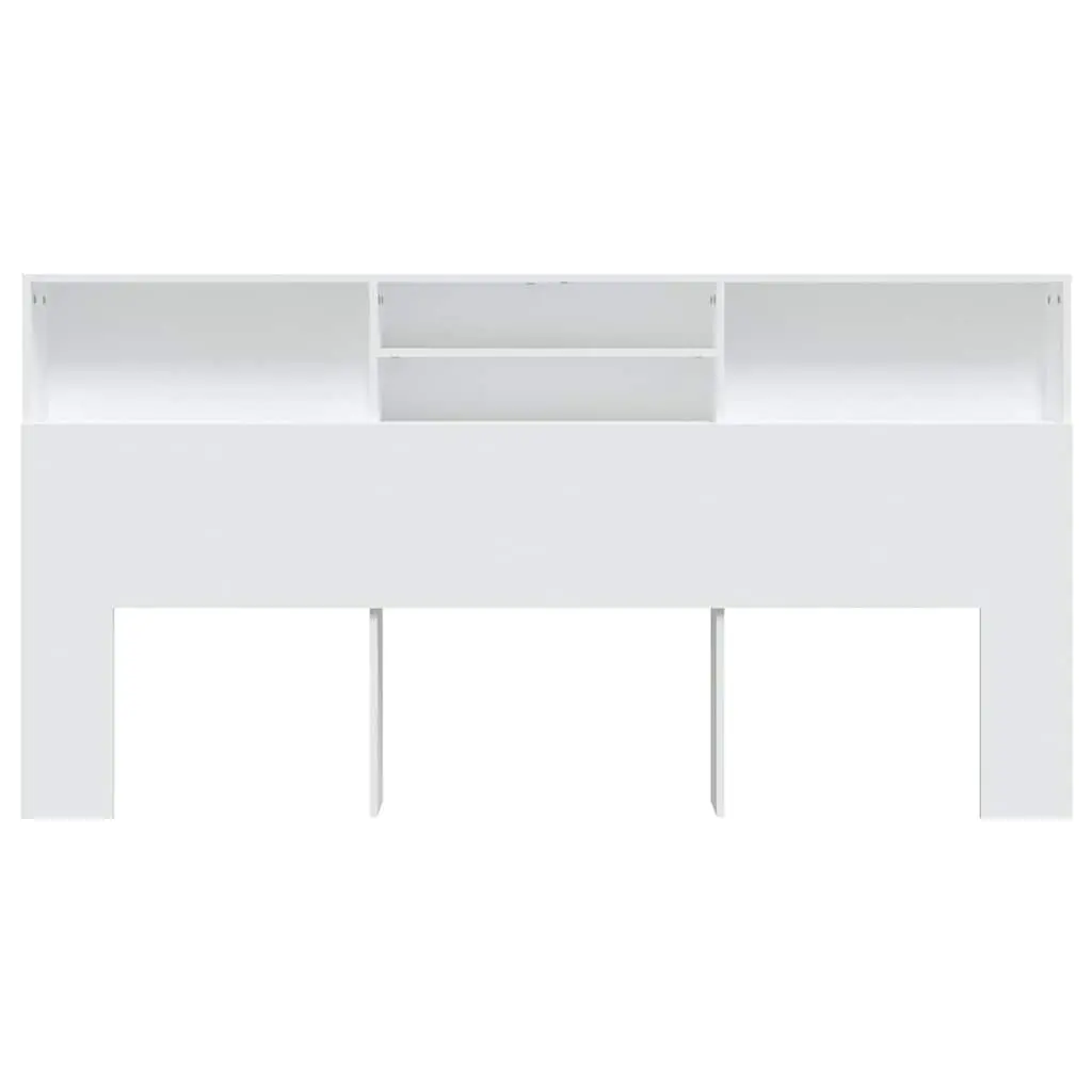 Headboard Cabinet Engineered Wood 200 cm White Wall-Mounted Storage