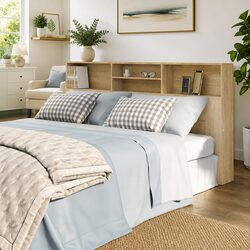 Sonoma Oak Headboard Cabinet for Stylish Bedroom Storage