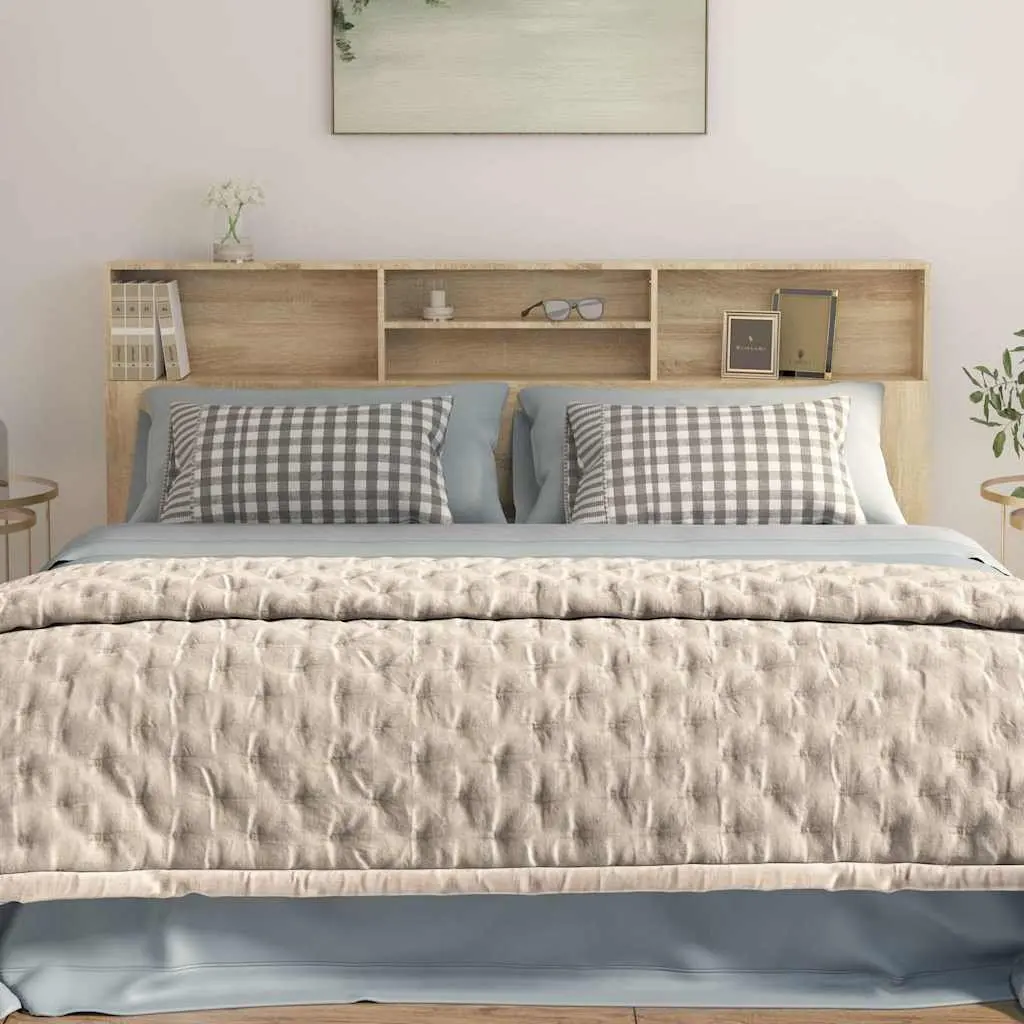 Headboard Cabinet Sonoma Oak 200cm Brown Bedroom Storage Furniture Wall Mount