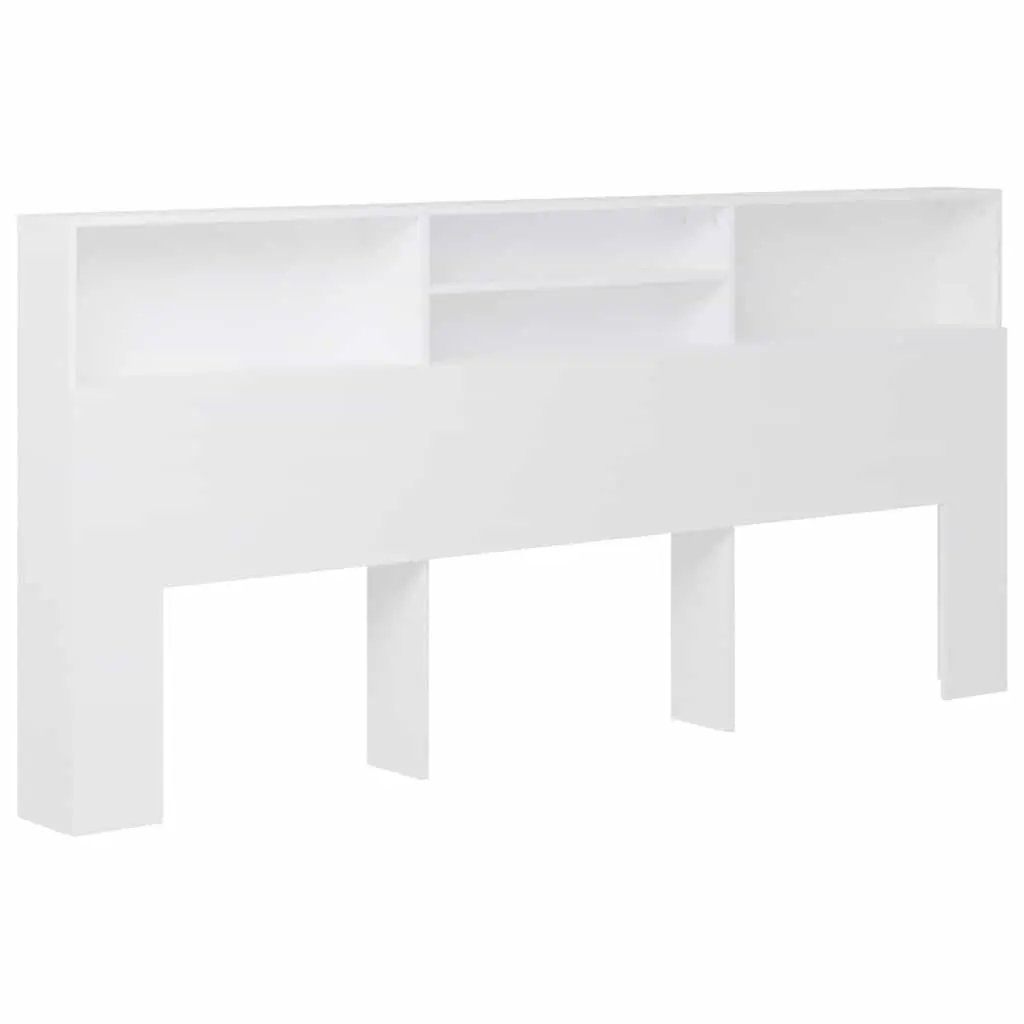Headboard Cabinet Engineered Wood 220 cm White