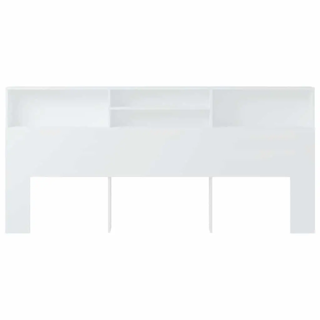 Headboard Cabinet Engineered Wood 220 cm White
