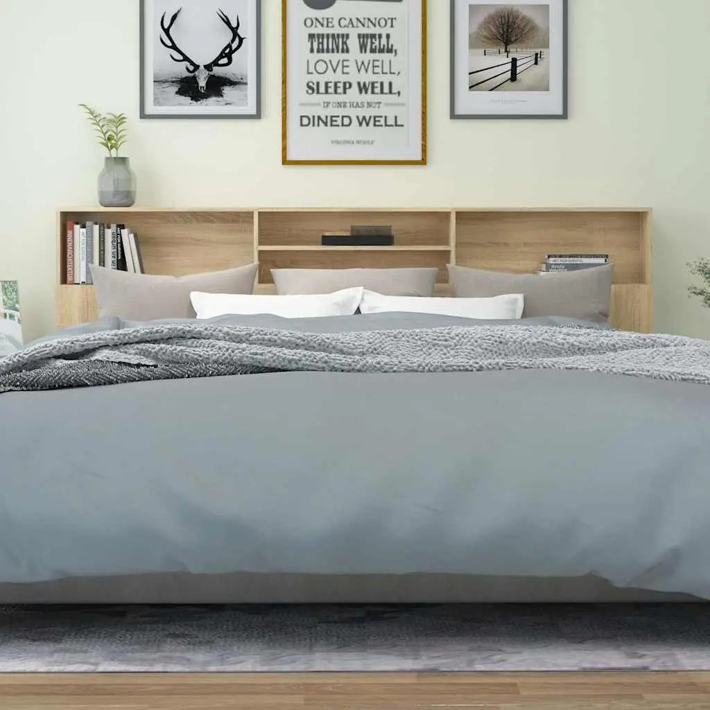 Brown 220cm Wall-Mounted Headboard Cabinet