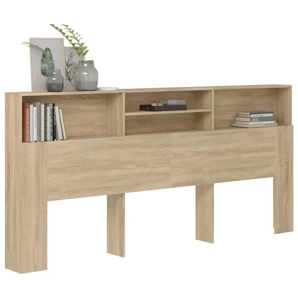 Brown 220cm Wall-Mounted Headboard Cabinet