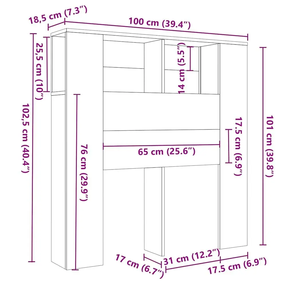 White Headboard Cabinet with Storage Compartments Bedroom Wall-Mounted Furniture