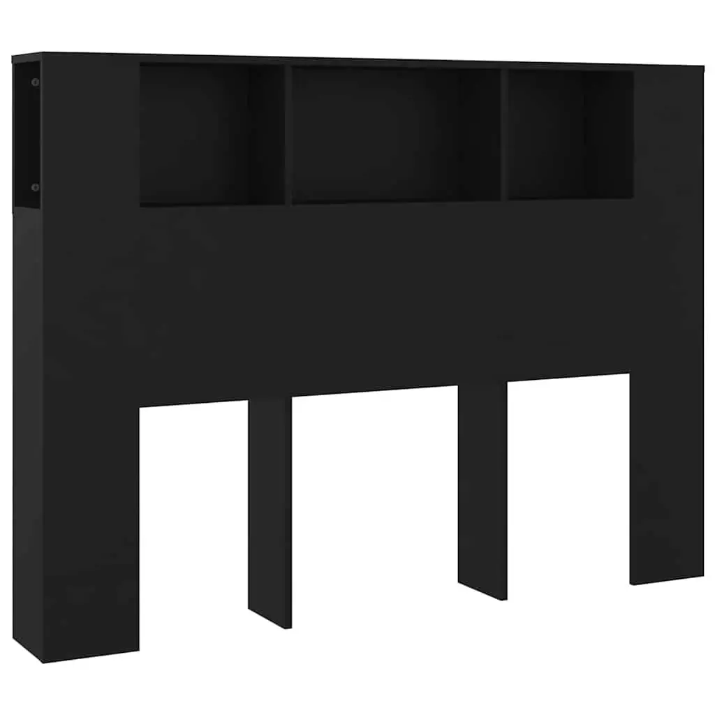 Black Headboard Cabinet 140cm with 5 Compartments