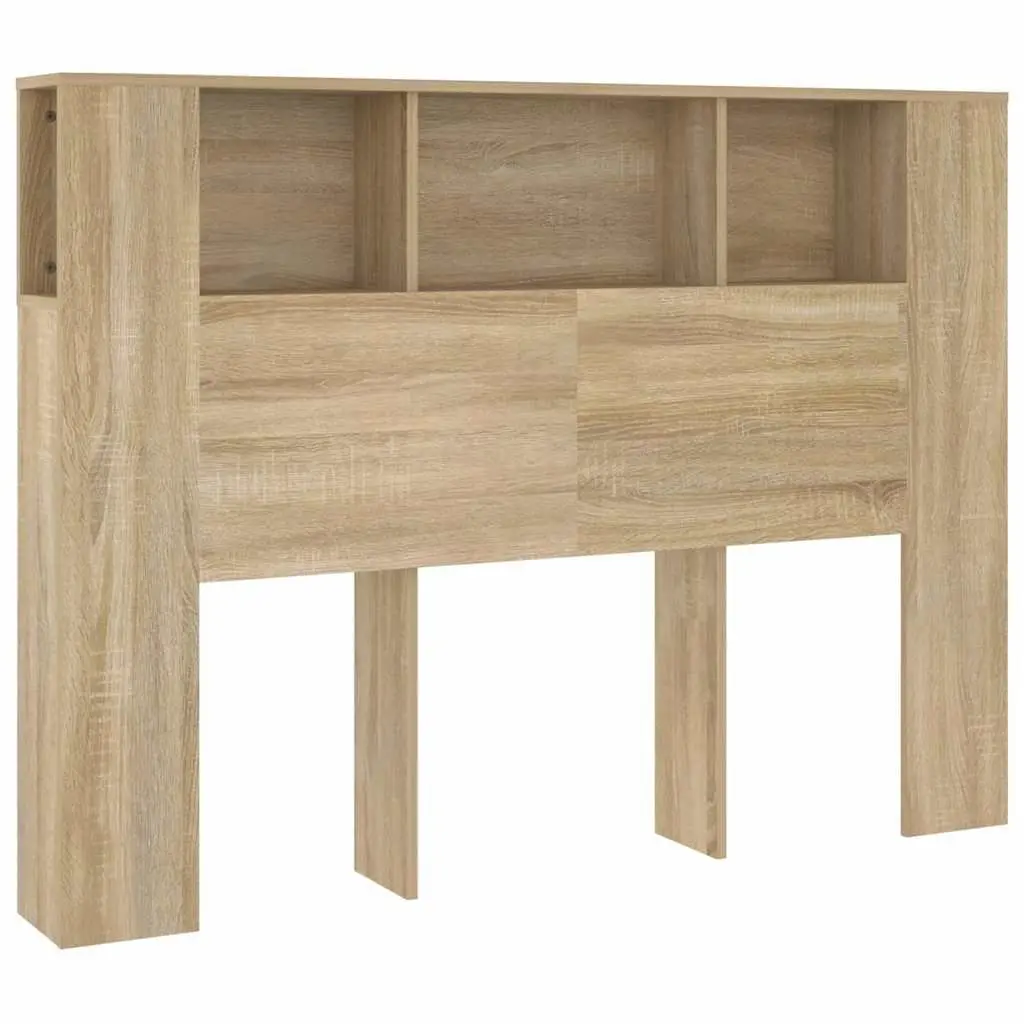 Brown Oak Headboard Cabinet with Storage