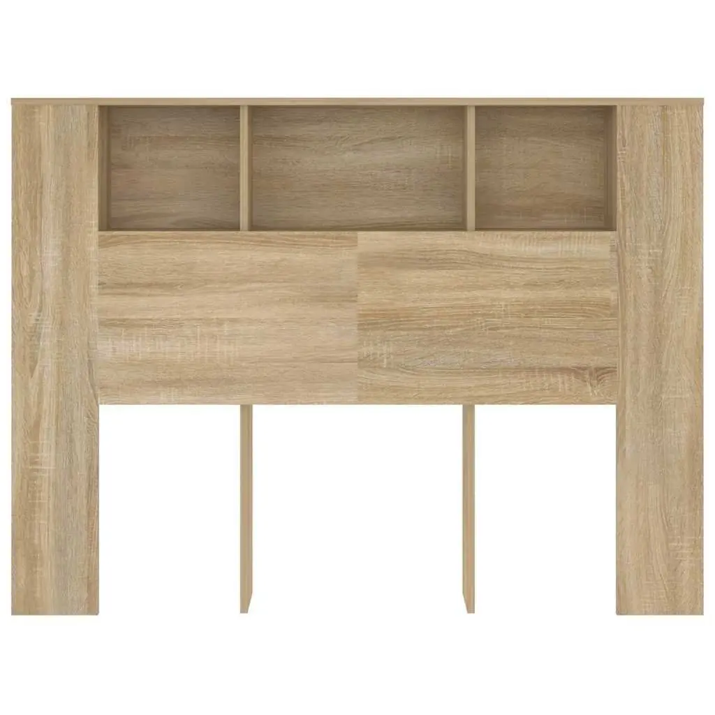 Brown Oak Headboard Cabinet with Storage