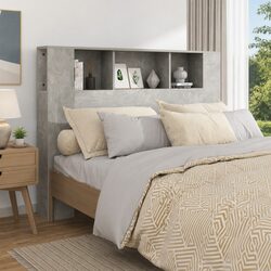 Stylish Grey Wall Mount Headboard Cabinet for Storage