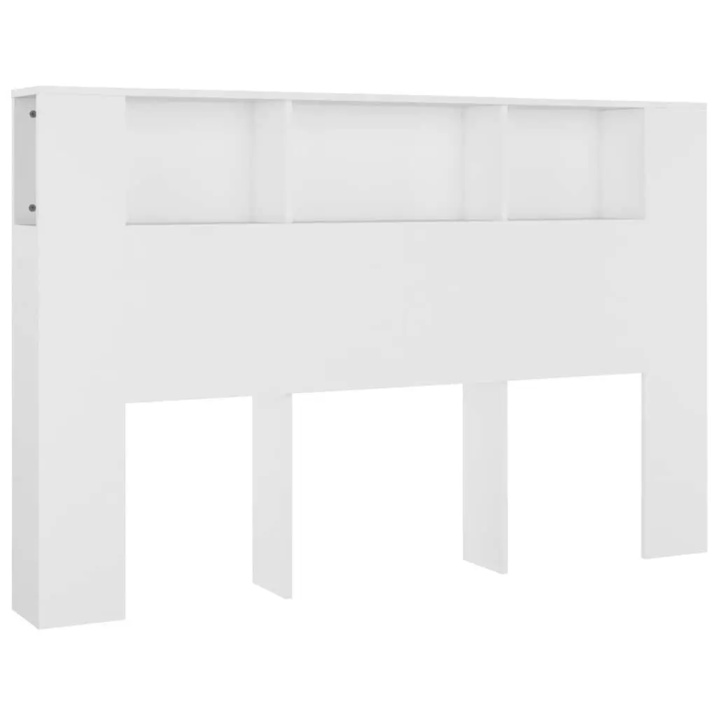 Headboard Cabinet Engineered Wood 160cm White Wall-Mounted Bedroom Storage Bookcase Organiser