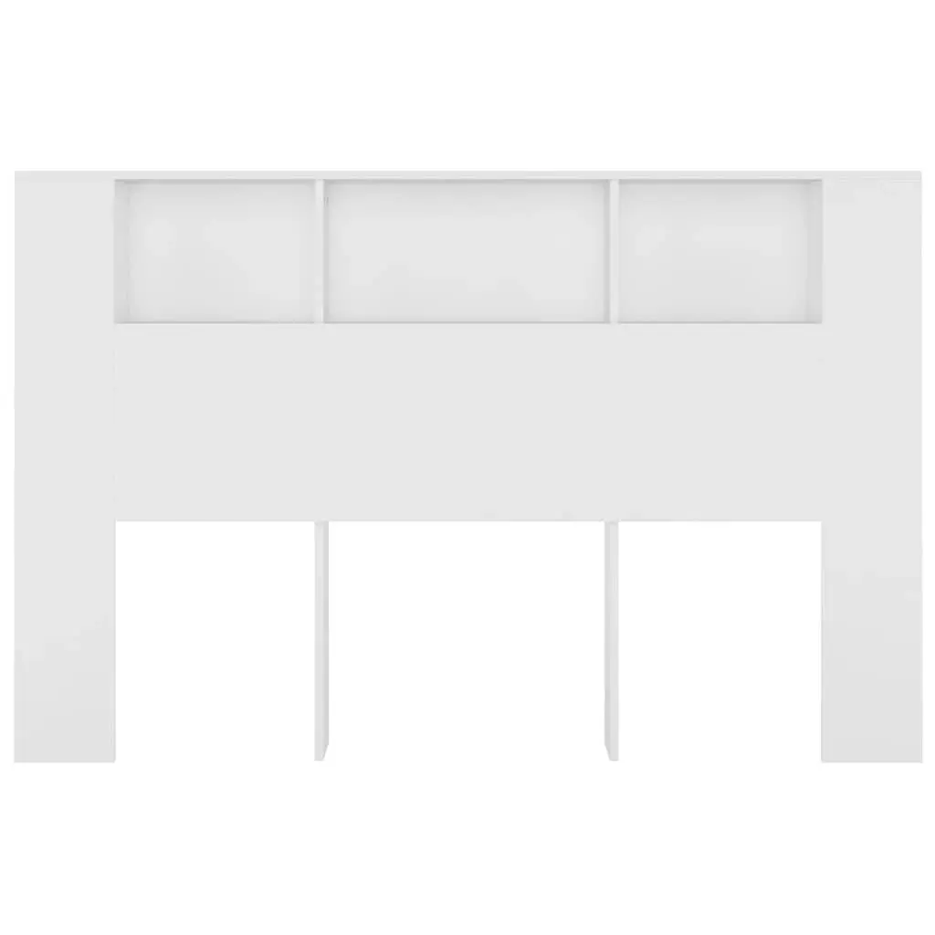 Headboard Cabinet Engineered Wood 160cm White Wall-Mounted Bedroom Storage Bookcase Organiser
