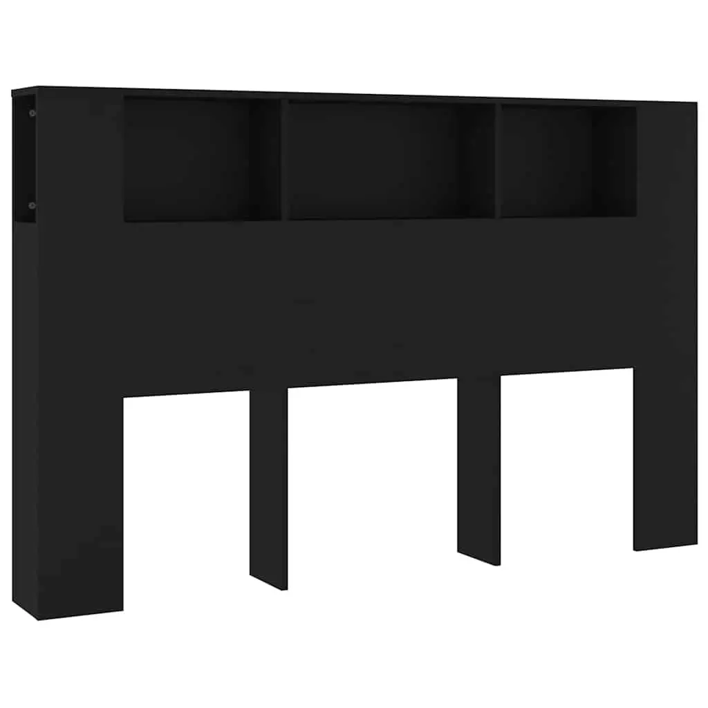 Black 160cm Wall-Mounted Headboard Cabinet for Storage