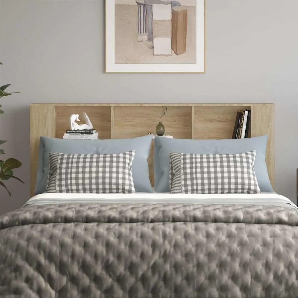Brown Wall-Mounted Headboard Cabinet