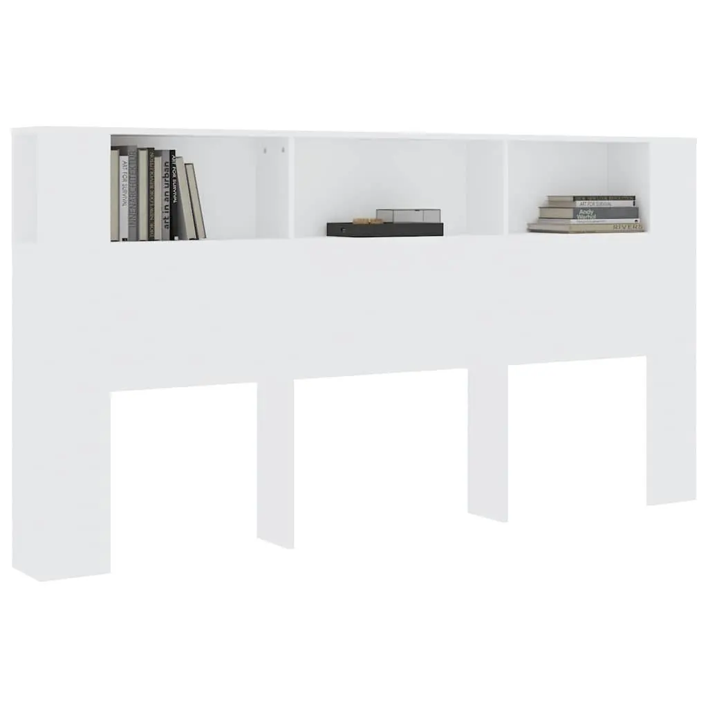 White Headboard Cabinet for Bedroom Storage