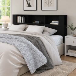 Stylish Black Headboard Cabinet 200cm for Storage