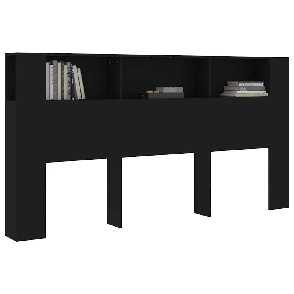 Black Headboard Cabinet 200cm for Storage
