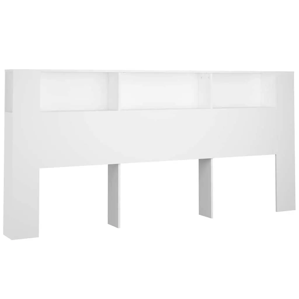 White Headboard Cabinet with 3 Storage Compartments