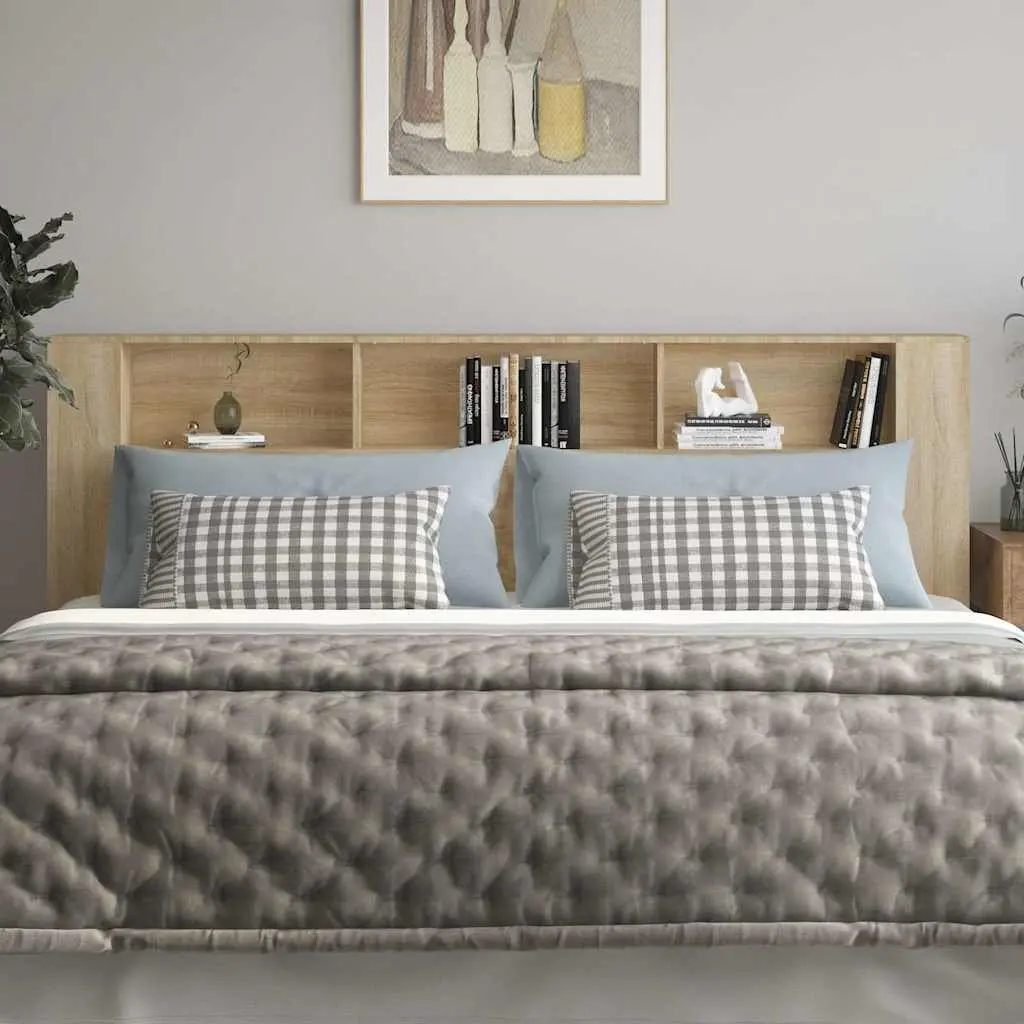 Brown Headboard Cabinet with Storage for Bedrooms