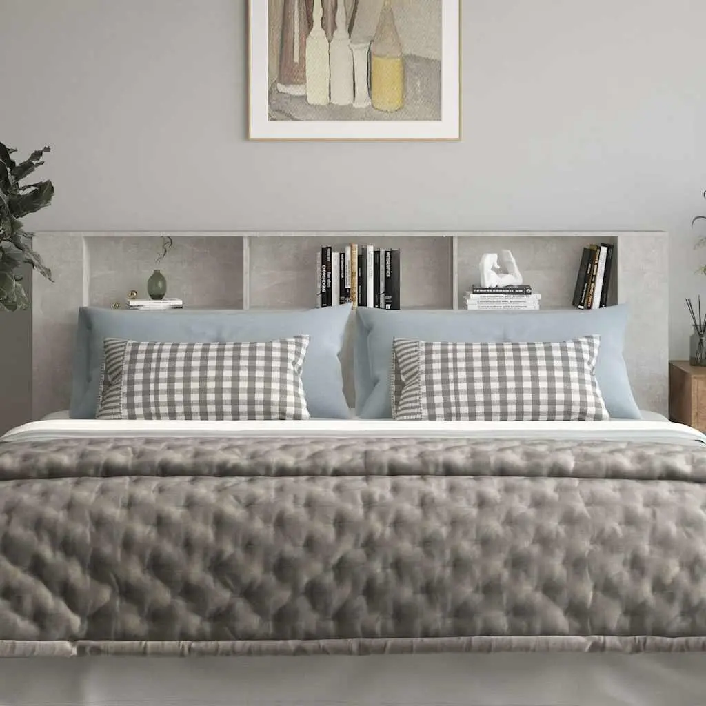 Grey Wall-Mounted Headboard Cabinet with Organised Storage