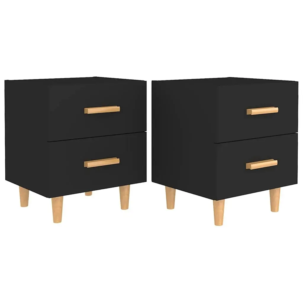 Black Bedside Table Set with Strong Storage