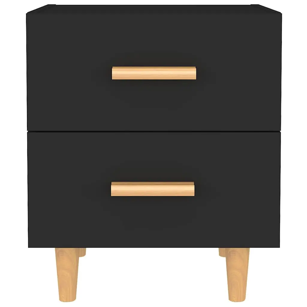 Black Bedside Table Set with Strong Storage