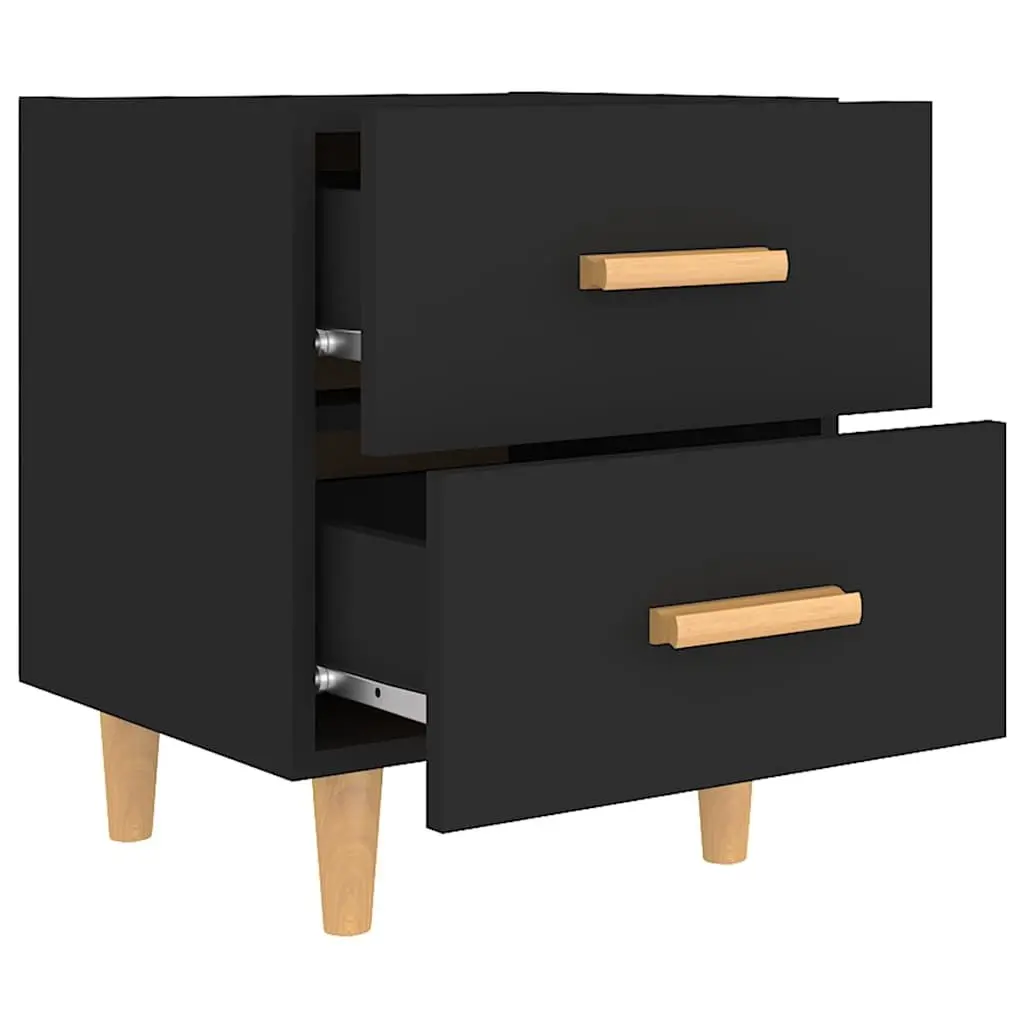 Black Bedside Table Set with Strong Storage