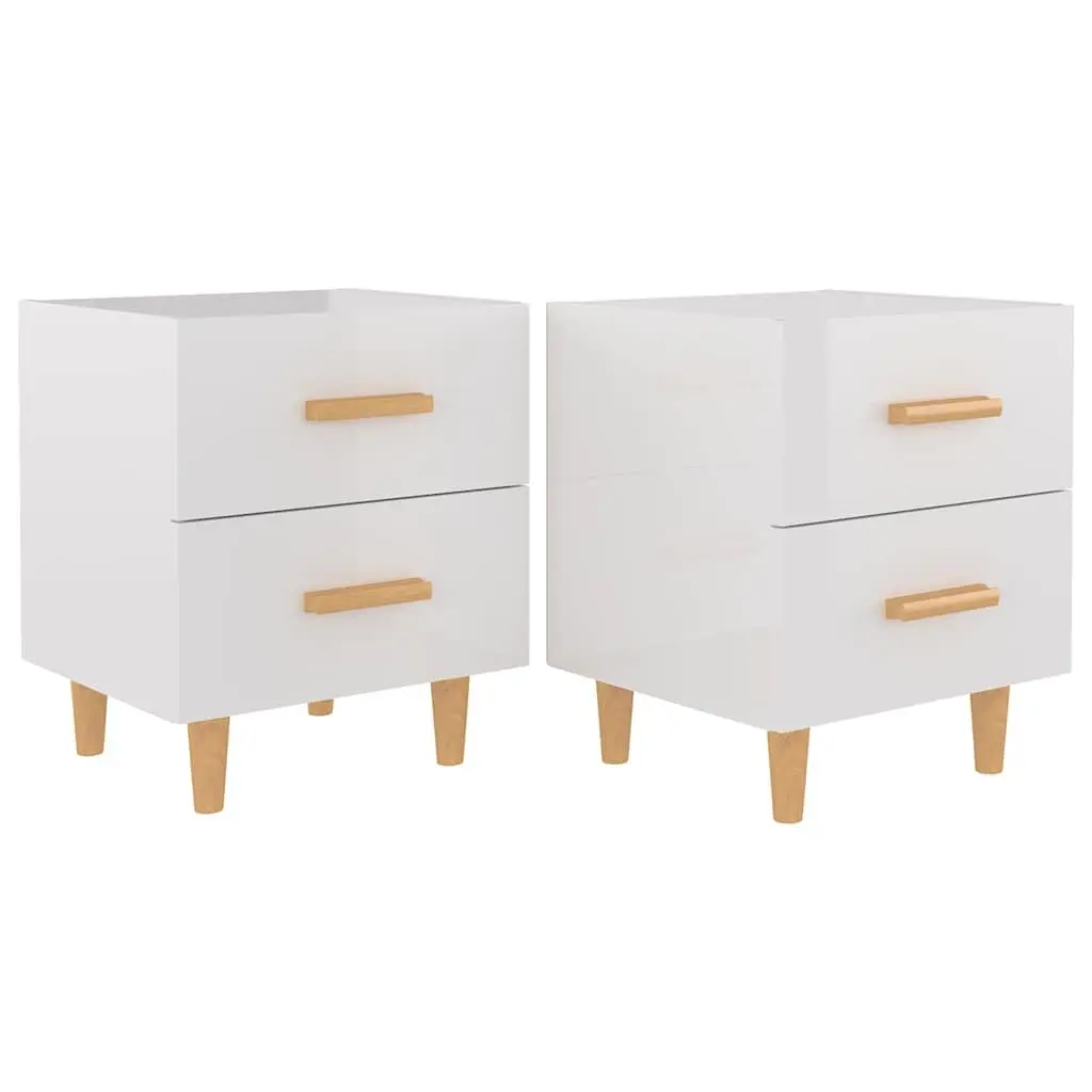 White Scandinavian Nightstand with Two Drawers