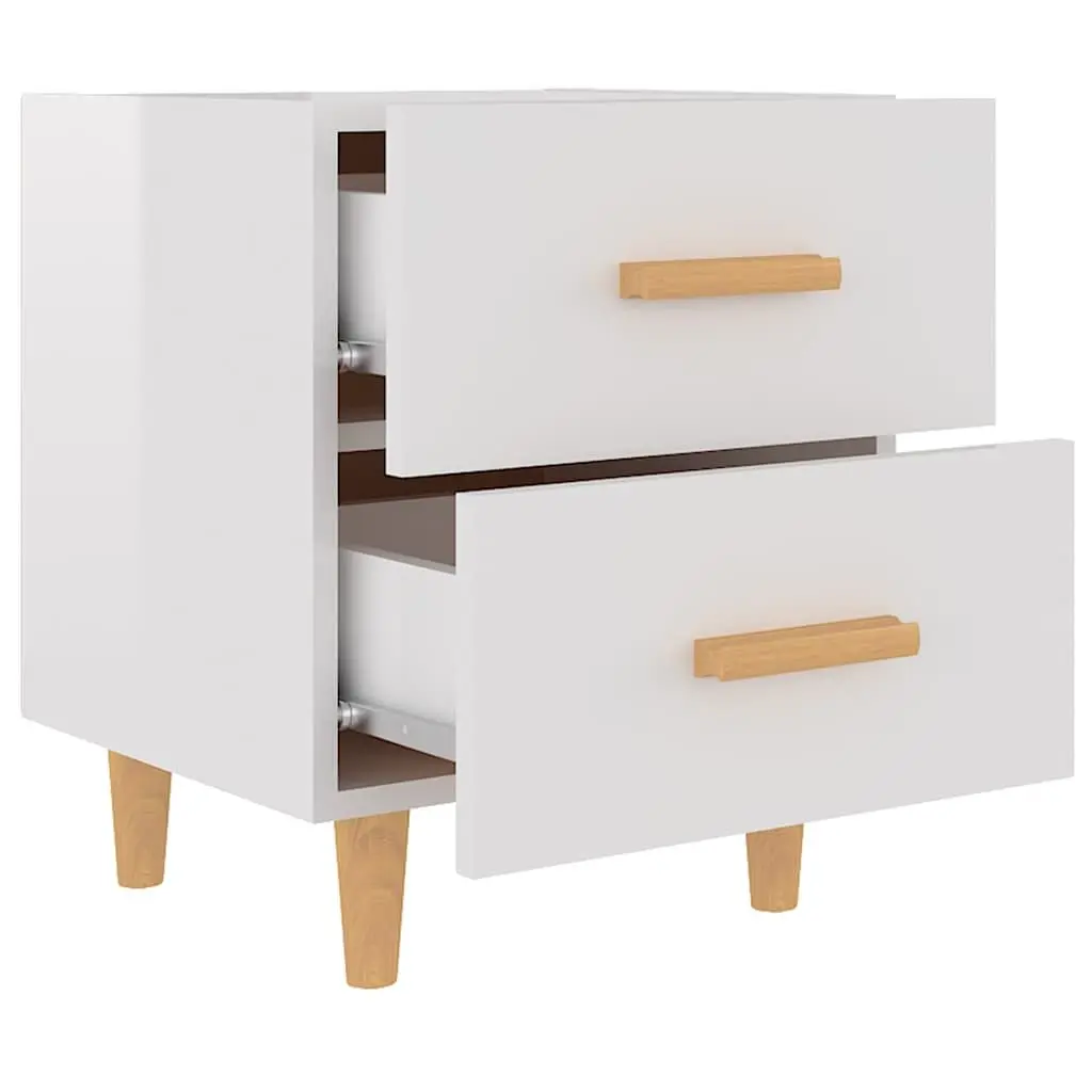 White Scandinavian Nightstand with Two Drawers