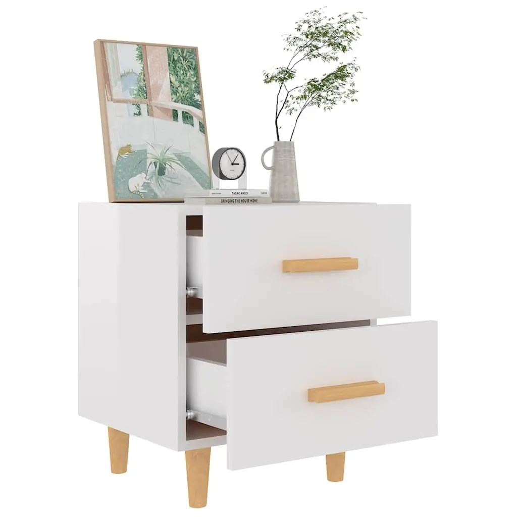 White Scandinavian Nightstand with Two Drawers