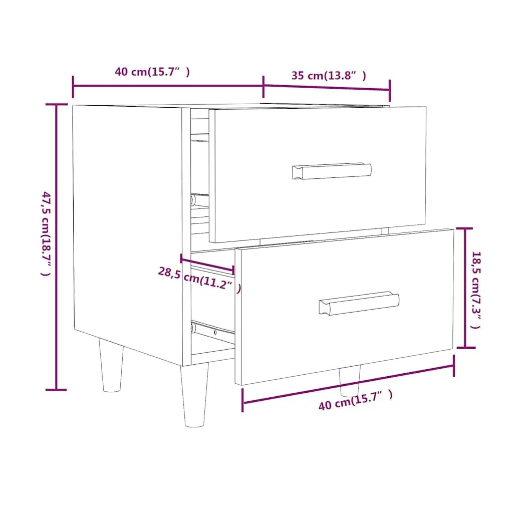 White Scandinavian Nightstand with Two Drawers