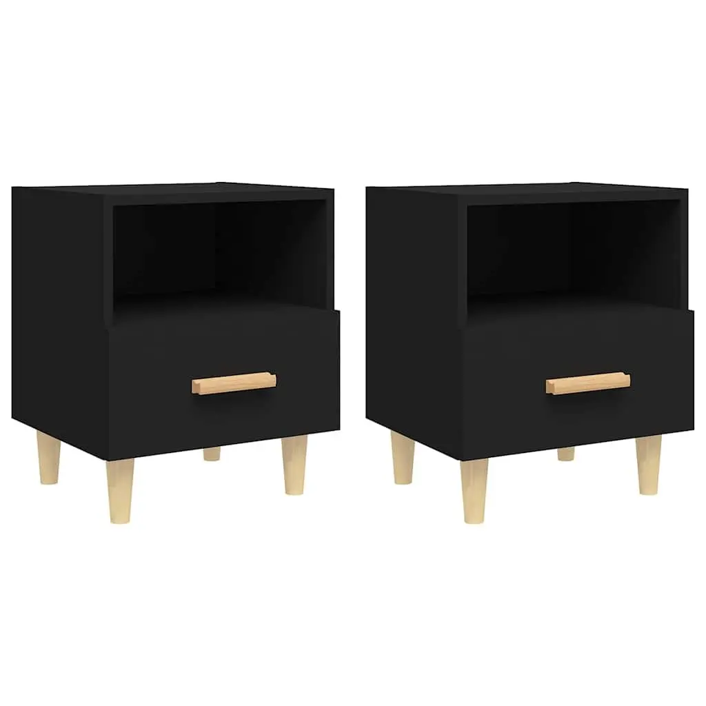 Bedside Cabinets Engineered Wood 40 x 35 x 47 cm Black 2 Piece