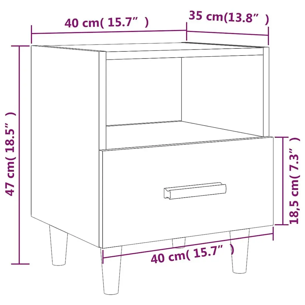 Bedside Cabinets Engineered Wood 40 x 35 x 47 cm Black 2 Piece