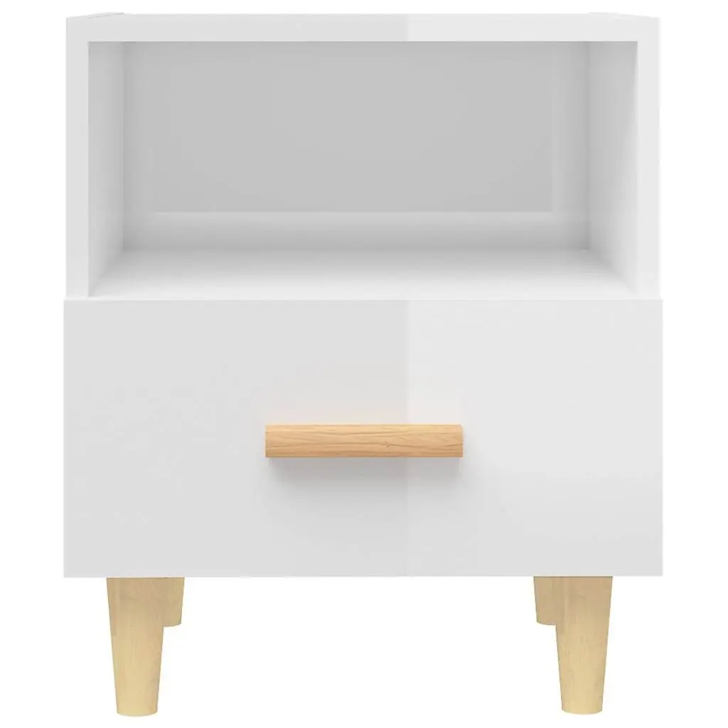 White Scandinavian Bedside Cabinet Set with Storage