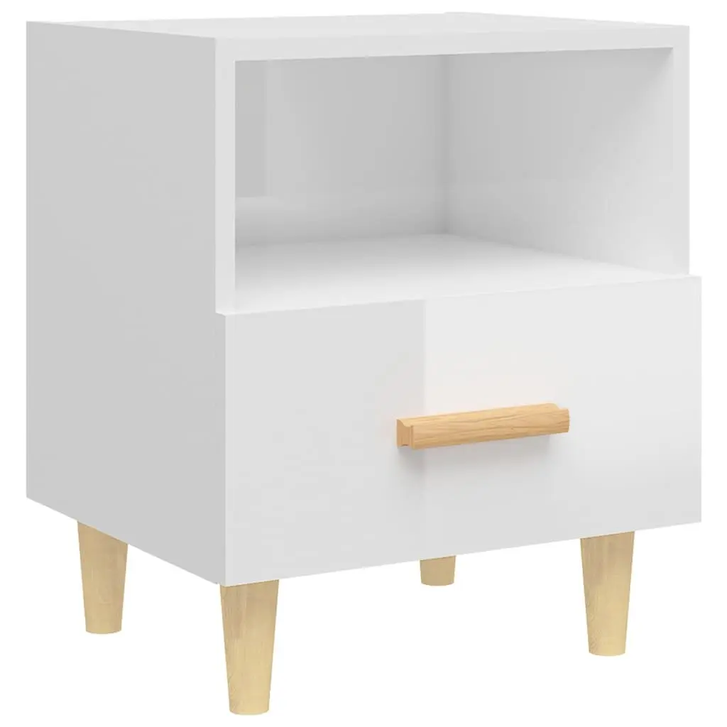 White Scandinavian Bedside Cabinet Set with Storage