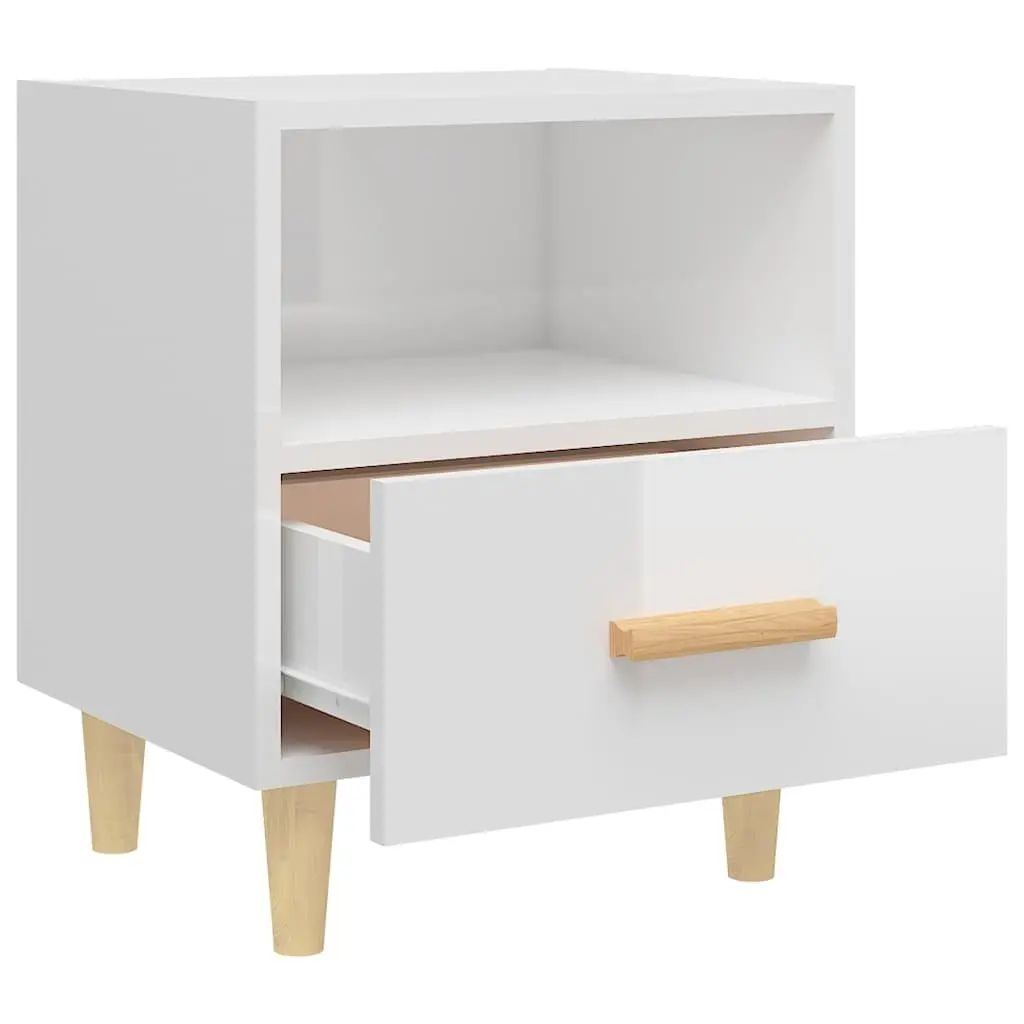 White Scandinavian Bedside Cabinet Set with Storage